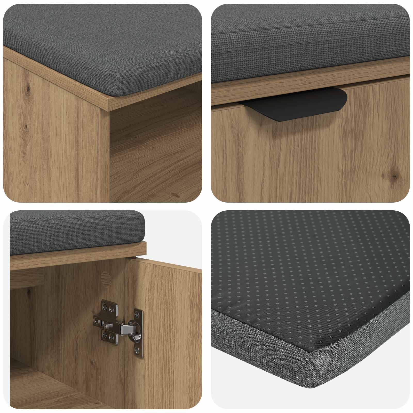 Halbank met kussen met plank Artisan Eik 60 x 38 x 46 cm is nu te koop bij PeponiXL, paradijselijk wonen!