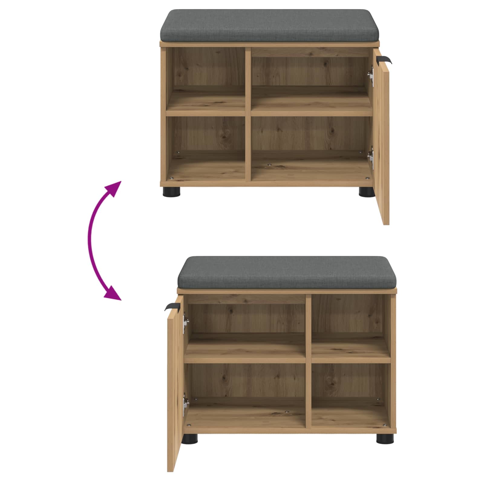 Halbank met kussen met plank Artisan Eik 60 x 38 x 46 cm is nu te koop bij PeponiXL, paradijselijk wonen!