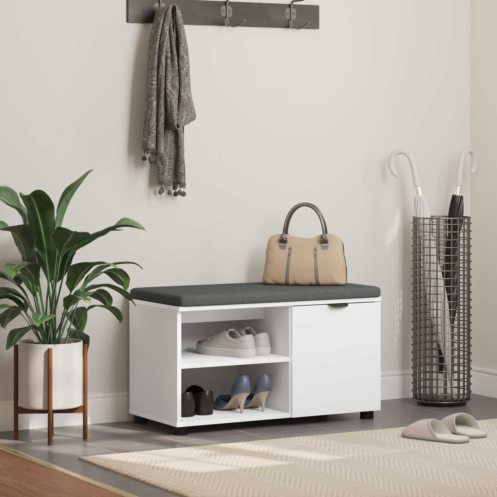 Halbank met kussen Effen Wit 80 x 38 x 46 cm is nu te koop bij PeponiXL, paradijselijk wonen!