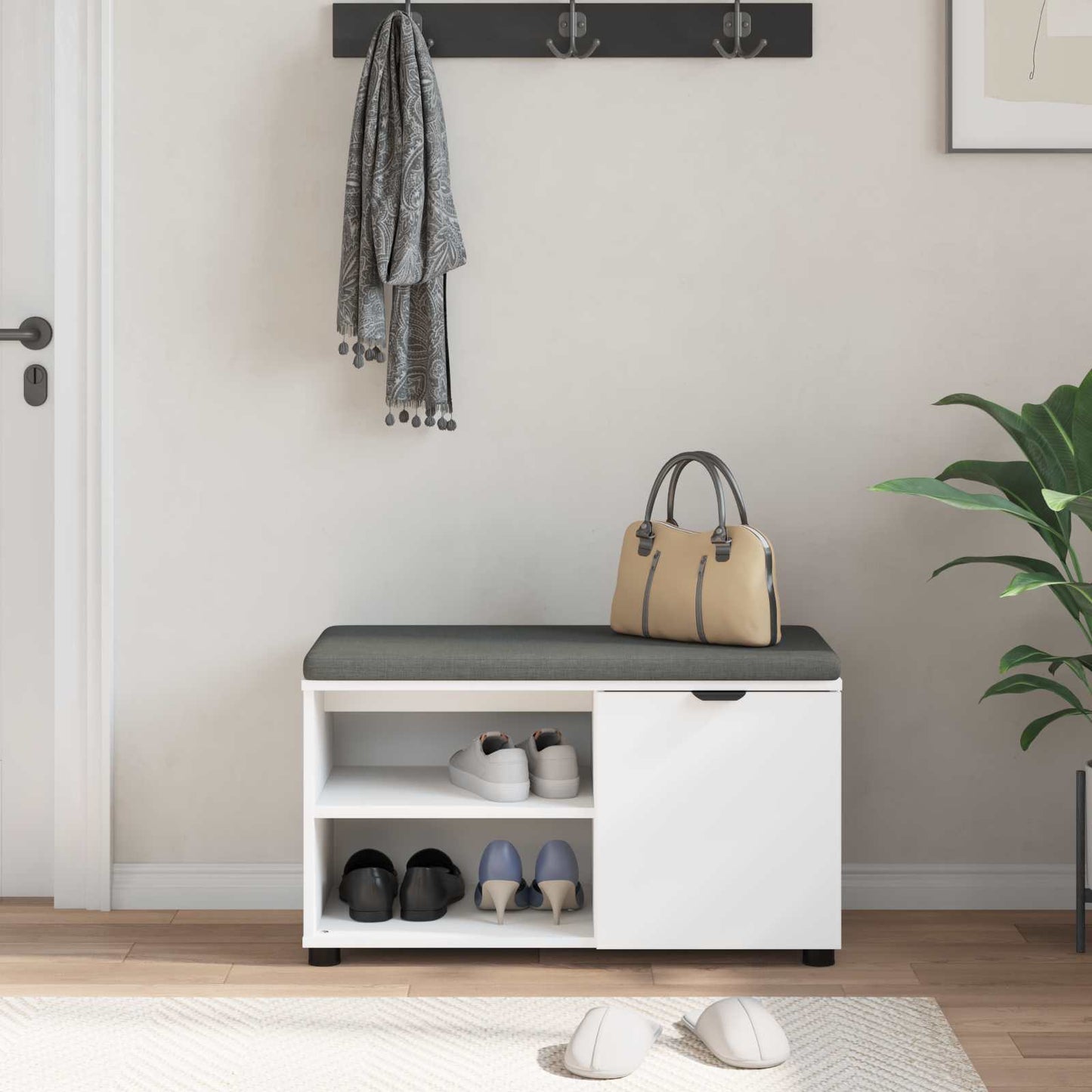 Halbank met kussen Effen Wit 80 x 38 x 46 cm is nu te koop bij PeponiXL, paradijselijk wonen!