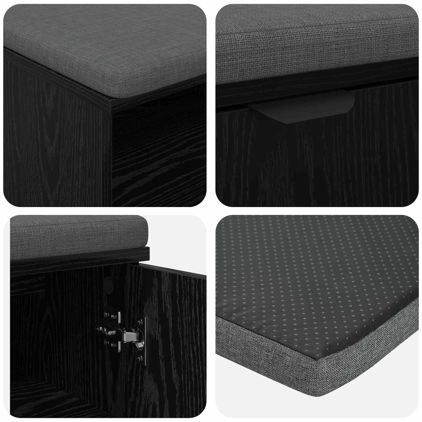 Halbank met kussen met plank Zwarte Eik 80 x 38 x 46 cm is nu te koop bij PeponiXL, paradijselijk wonen!