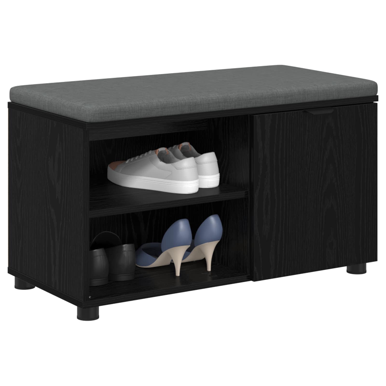 Halbank met kussen met plank Zwarte Eik 80 x 38 x 46 cm is nu te koop bij PeponiXL, paradijselijk wonen!