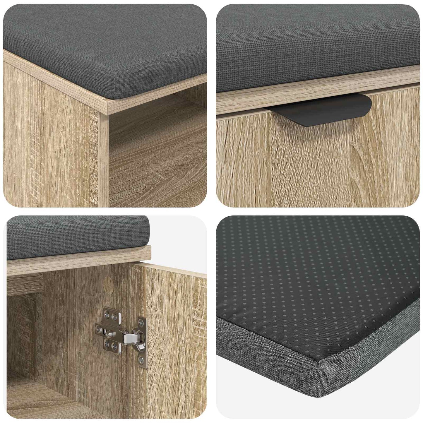 Halbank met kussen met plank Sonoma Eiken 80 x 38 x 46 cm is nu te koop bij PeponiXL, paradijselijk wonen!