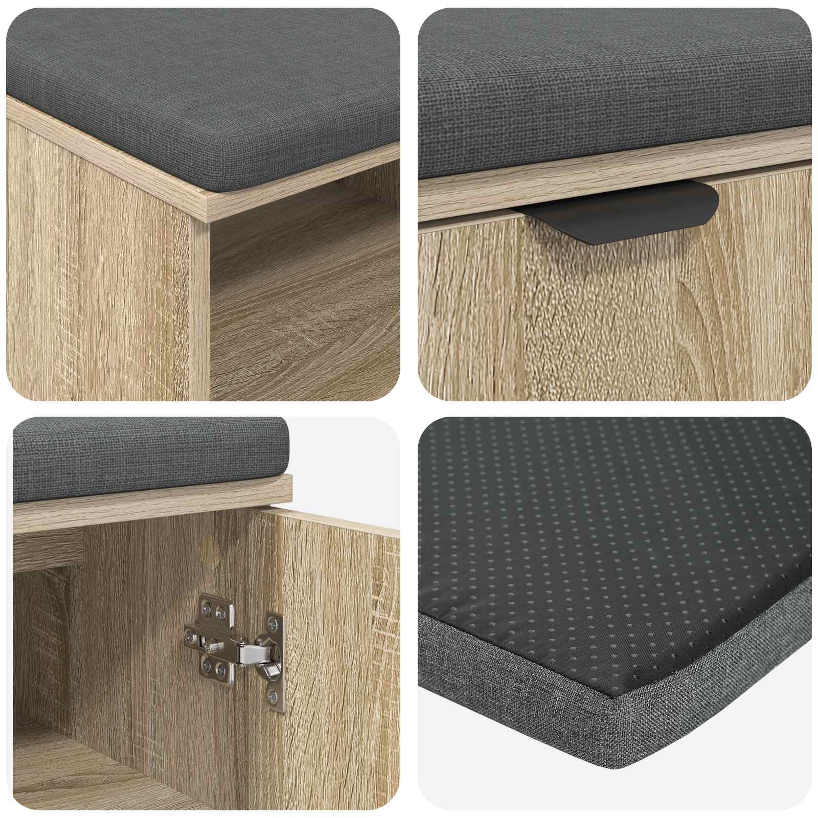 Halbank met kussen met plank Sonoma Eiken 80 x 38 x 46 cm is nu te koop bij PeponiXL, paradijselijk wonen!