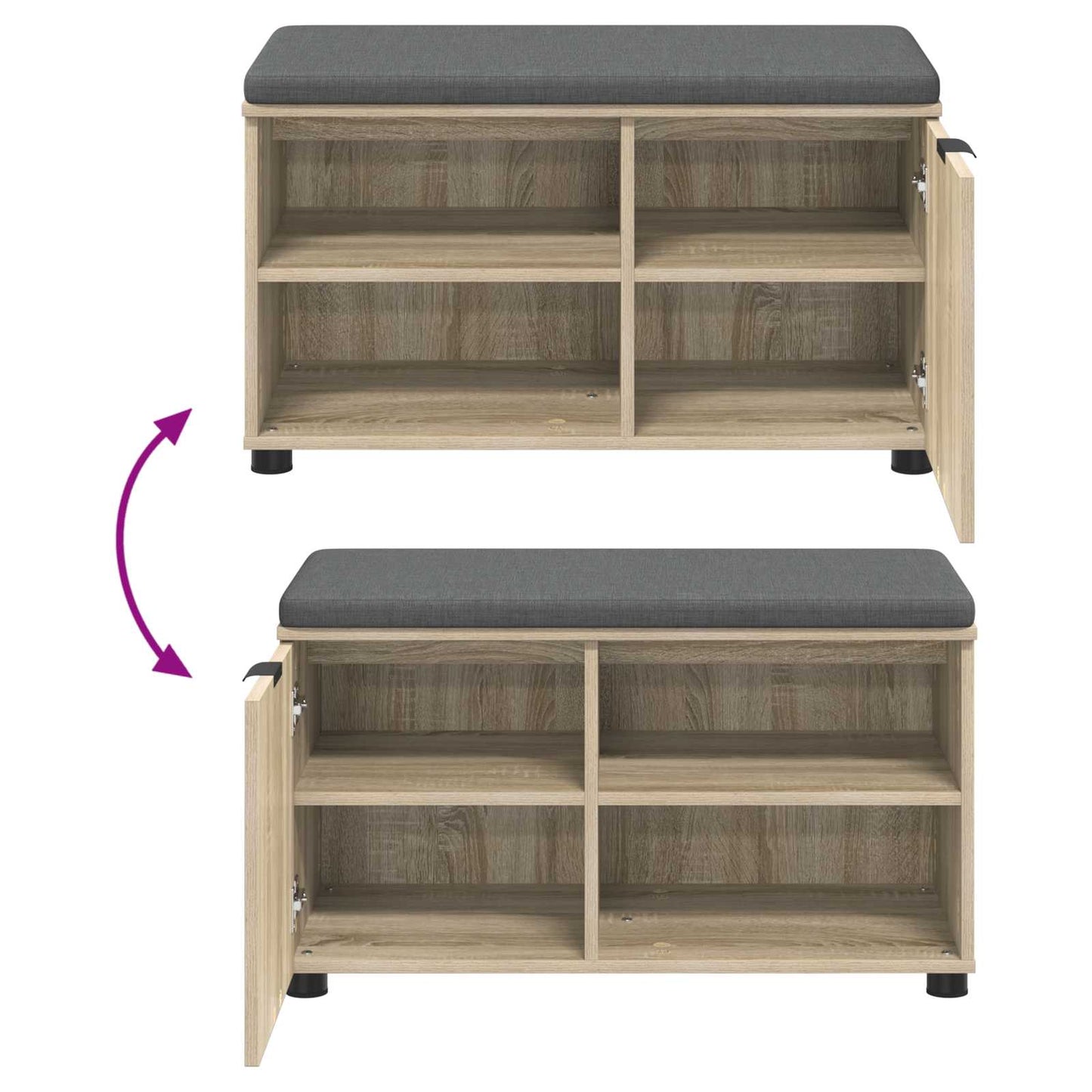 Halbank met kussen met plank Sonoma Eiken 80 x 38 x 46 cm is nu te koop bij PeponiXL, paradijselijk wonen!
