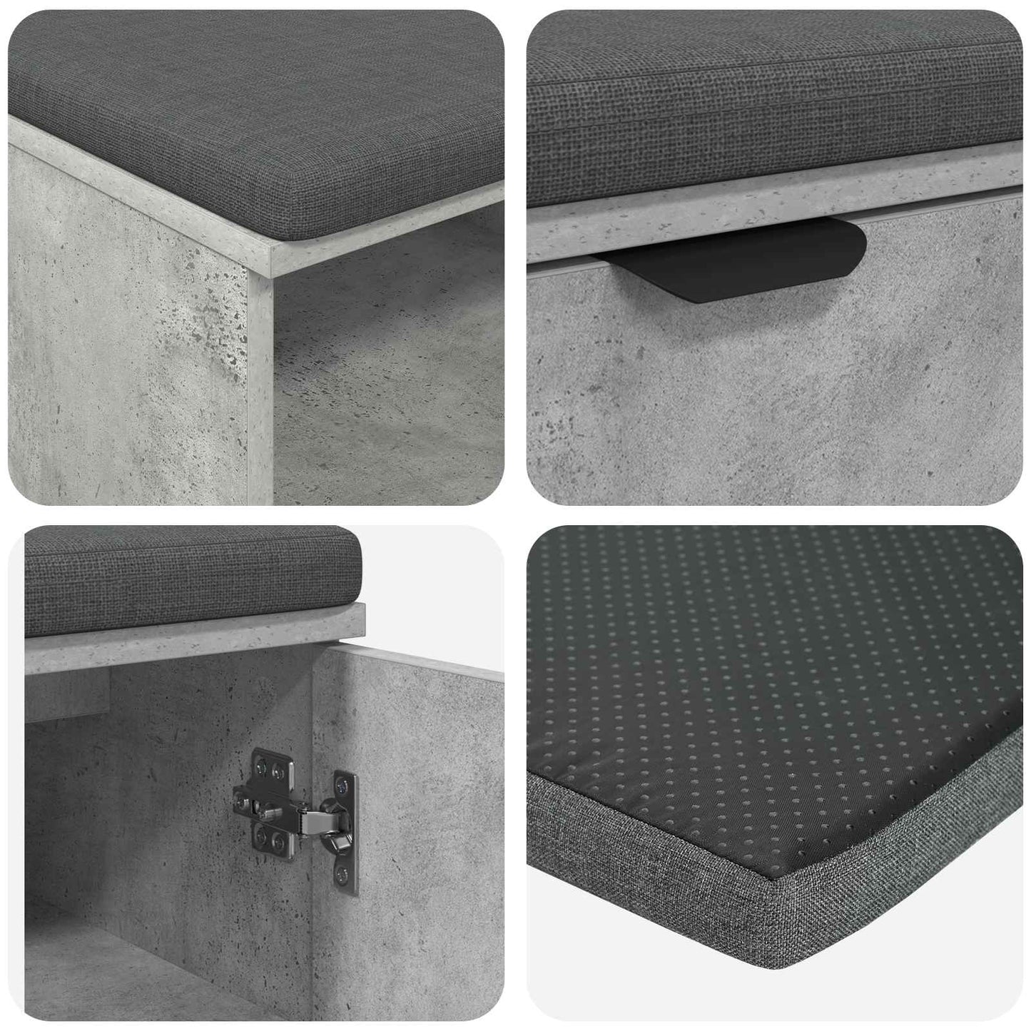 Halbank met kussen Effen Beton Grijs 80 x 38 x 46 cm is nu te koop bij PeponiXL, paradijselijk wonen!