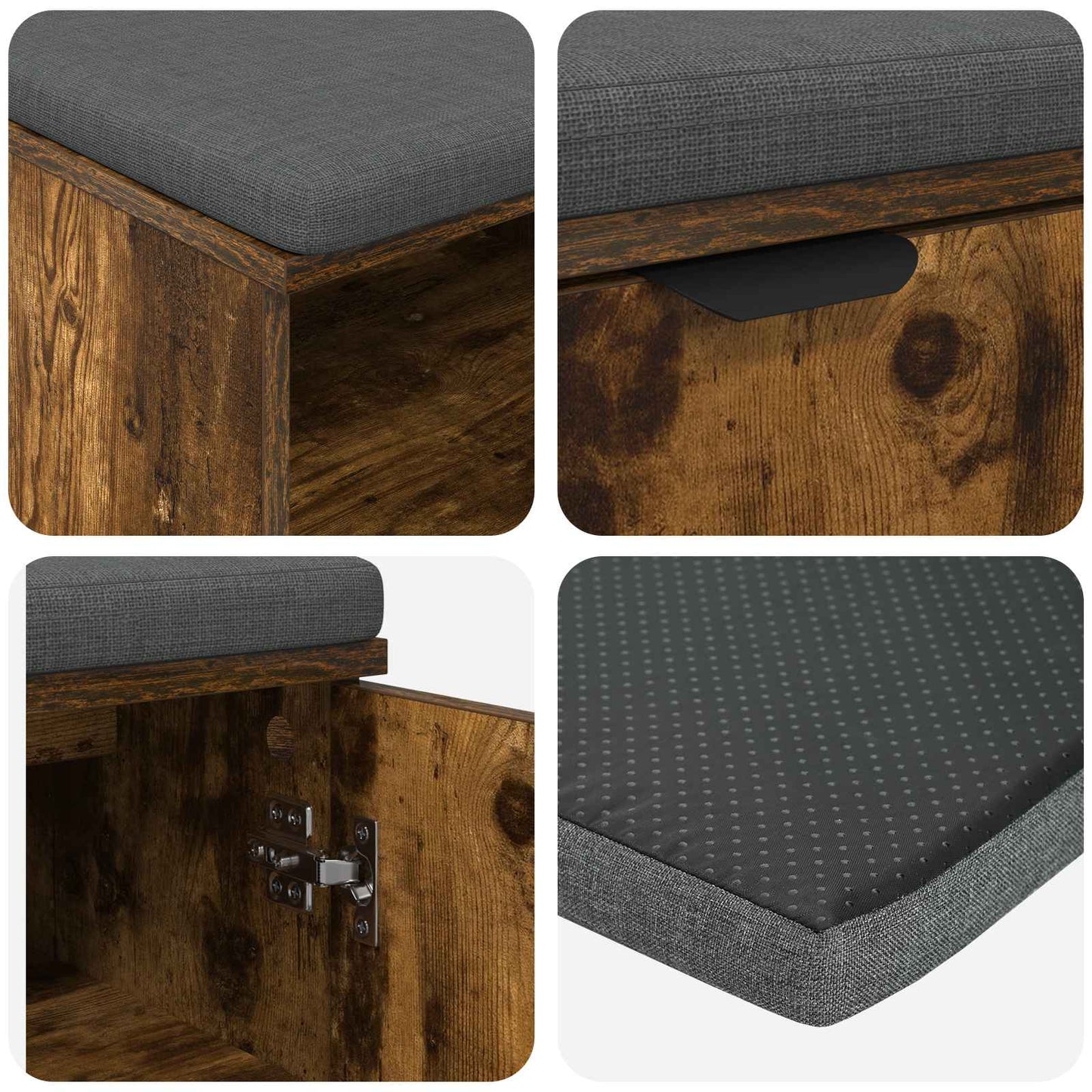 Halbank met kussen met plank Gerookte Eik 80 x 38 x 46 cm is nu te koop bij PeponiXL, paradijselijk wonen!