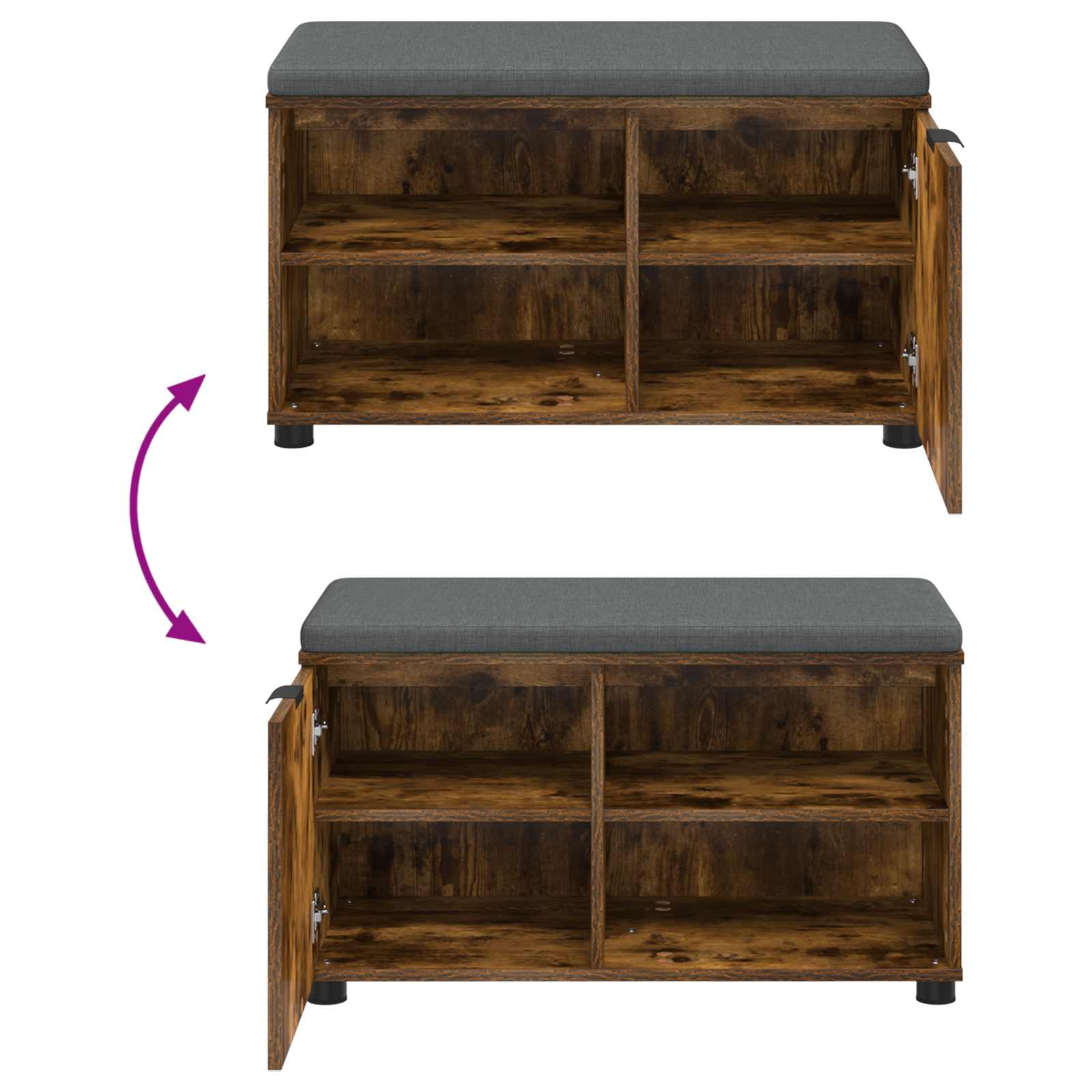 Halbank met kussen met plank Gerookte Eik 80 x 38 x 46 cm is nu te koop bij PeponiXL, paradijselijk wonen!