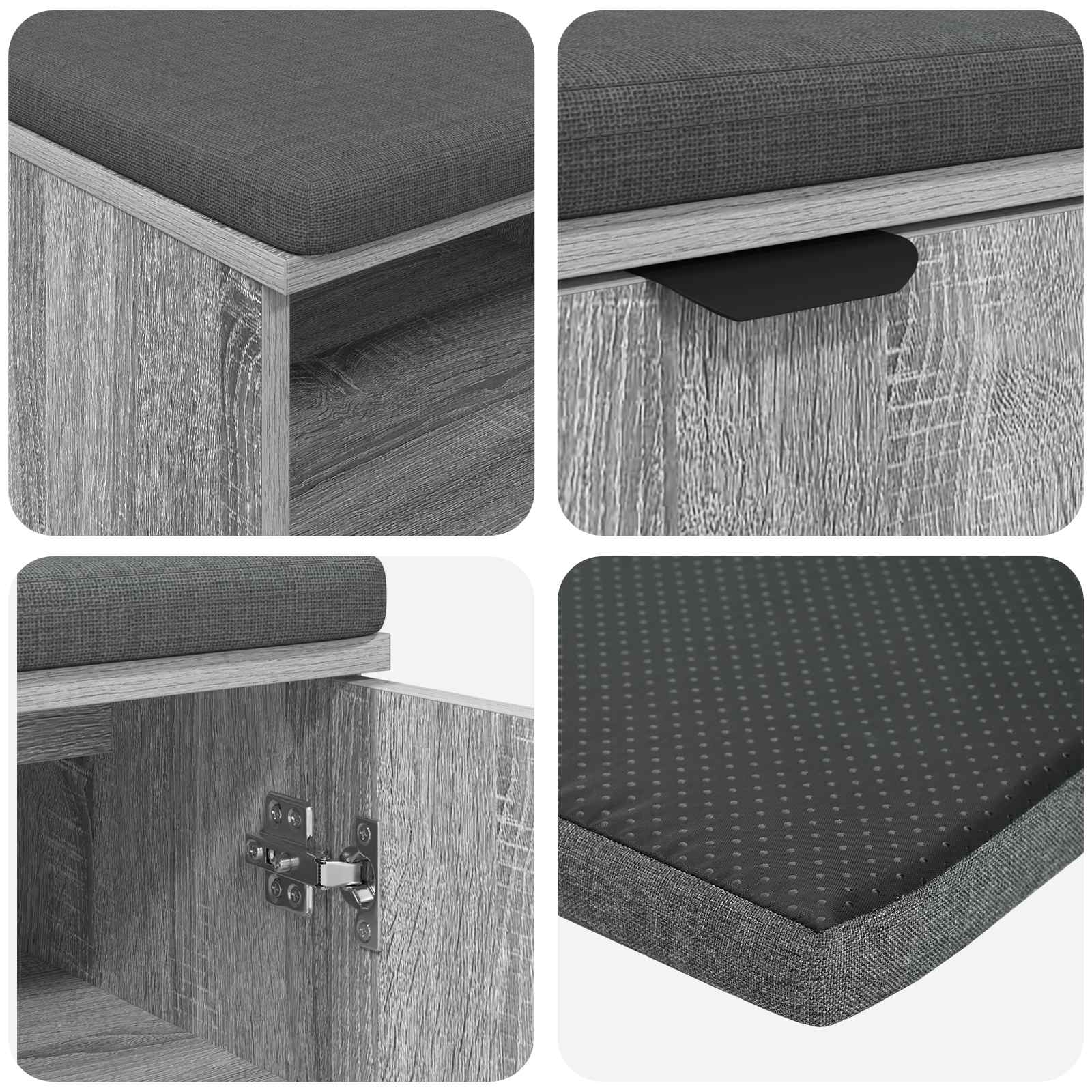 Halbank met kussen met plank Grijze Sonoma 80 x 38 x 46 cm is nu te koop bij PeponiXL, paradijselijk wonen!