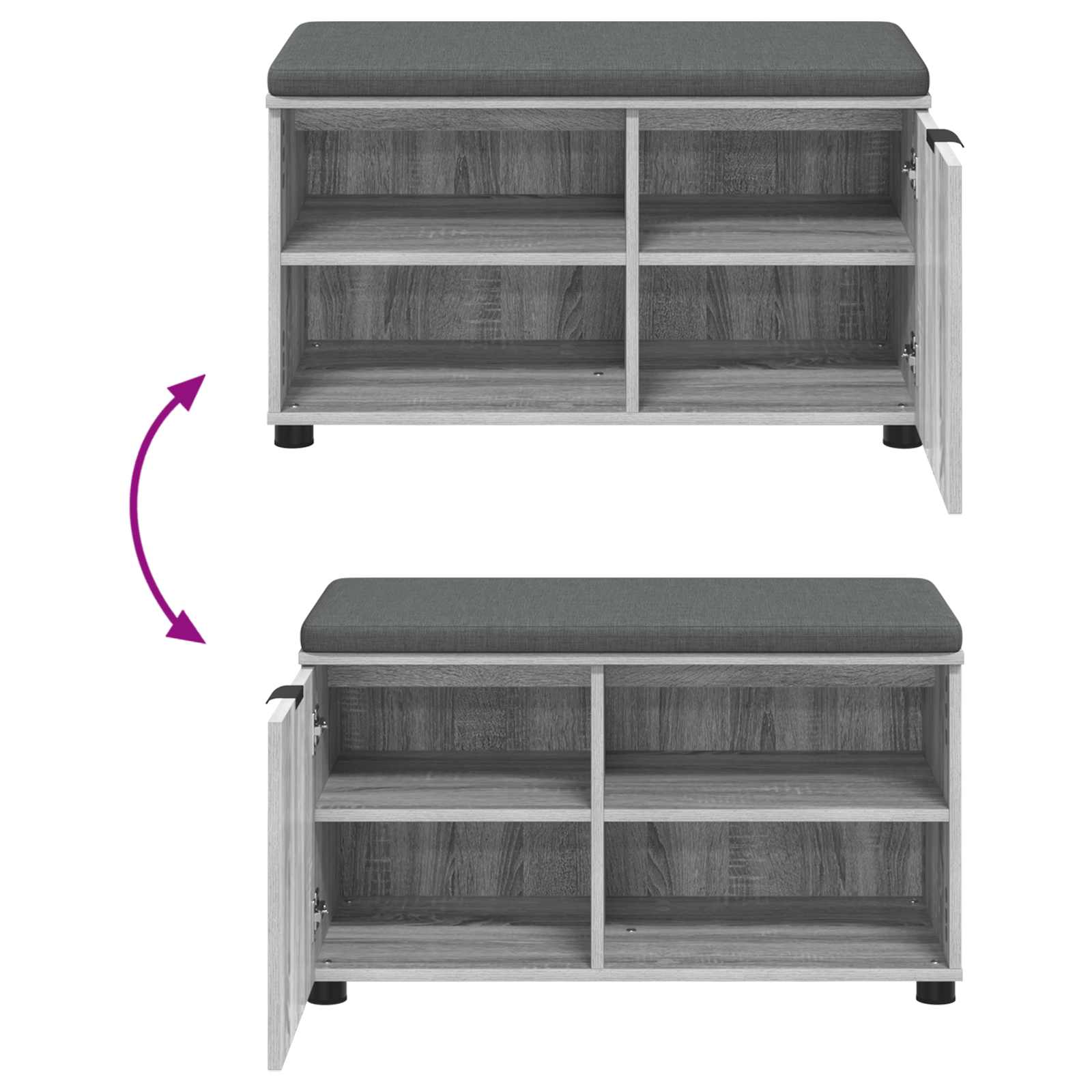 Halbank met kussen met plank Grijze Sonoma 80 x 38 x 46 cm is nu te koop bij PeponiXL, paradijselijk wonen!