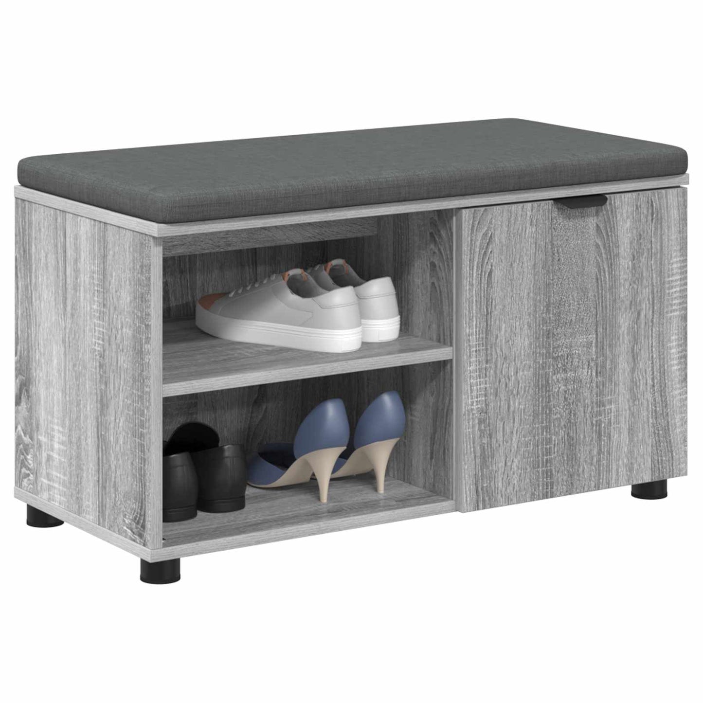 Halbank met kussen met plank Grijze Sonoma 80 x 38 x 46 cm is nu te koop bij PeponiXL, paradijselijk wonen!