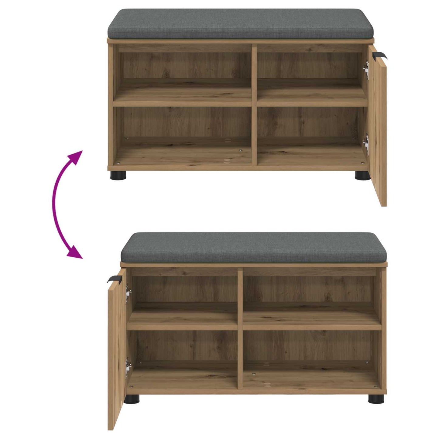 Halbank met kussen met plank Artisan Eik 80 x 38 x 46 cm is nu te koop bij PeponiXL, paradijselijk wonen!