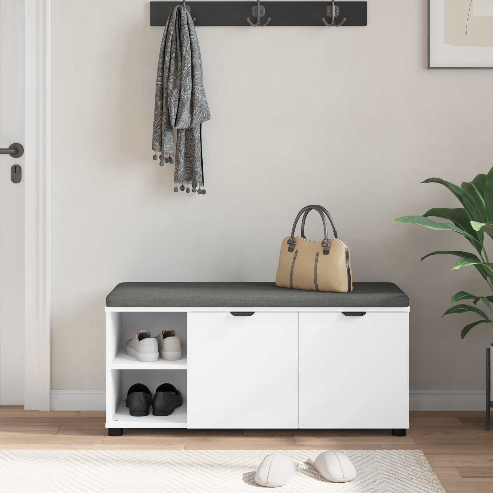 Halbank met kussen Effen Wit 100 x 38 x 46 cm is nu te koop bij PeponiXL, paradijselijk wonen!