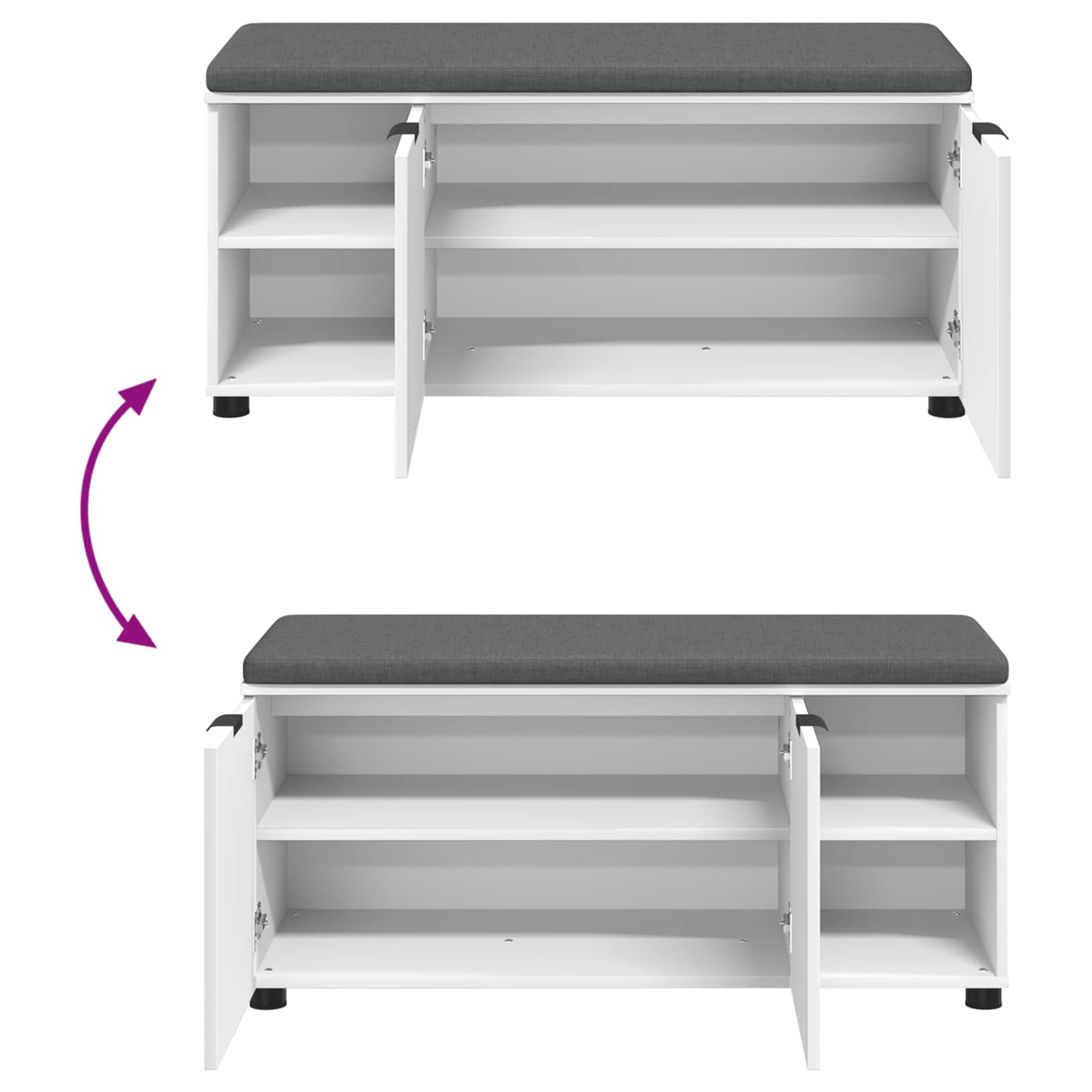 Halbank met kussen Effen Wit 100 x 38 x 46 cm is nu te koop bij PeponiXL, paradijselijk wonen!