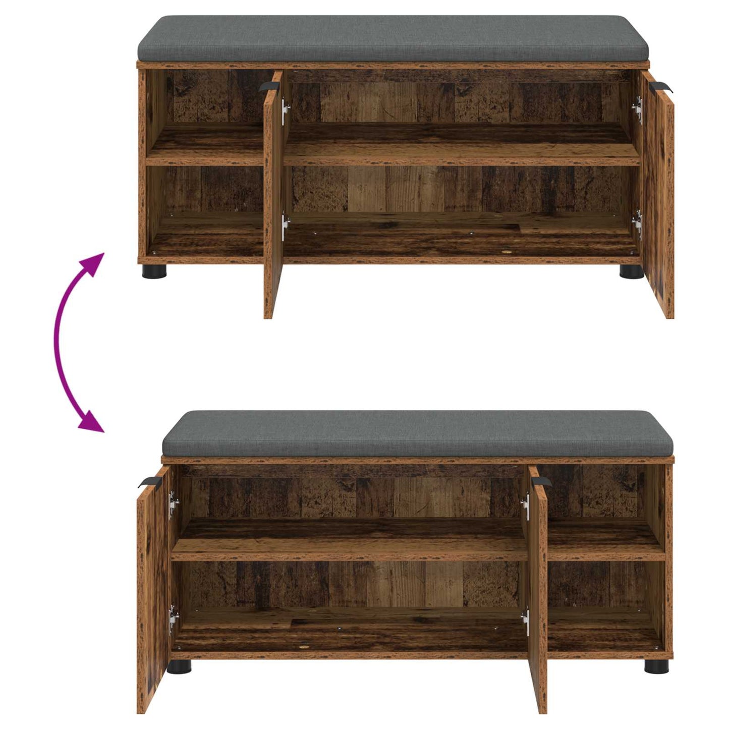 Halbank met kussen met plank Oudhout 100 x 38 x 46 cm is nu te koop bij PeponiXL, paradijselijk wonen!