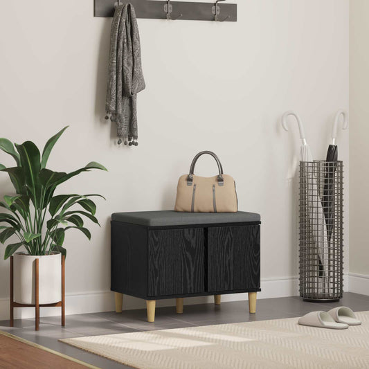 Halbank met kussen met opslag Zwart Eiken 60 x 38 x 46 cm is nu te koop bij PeponiXL, paradijselijk wonen!