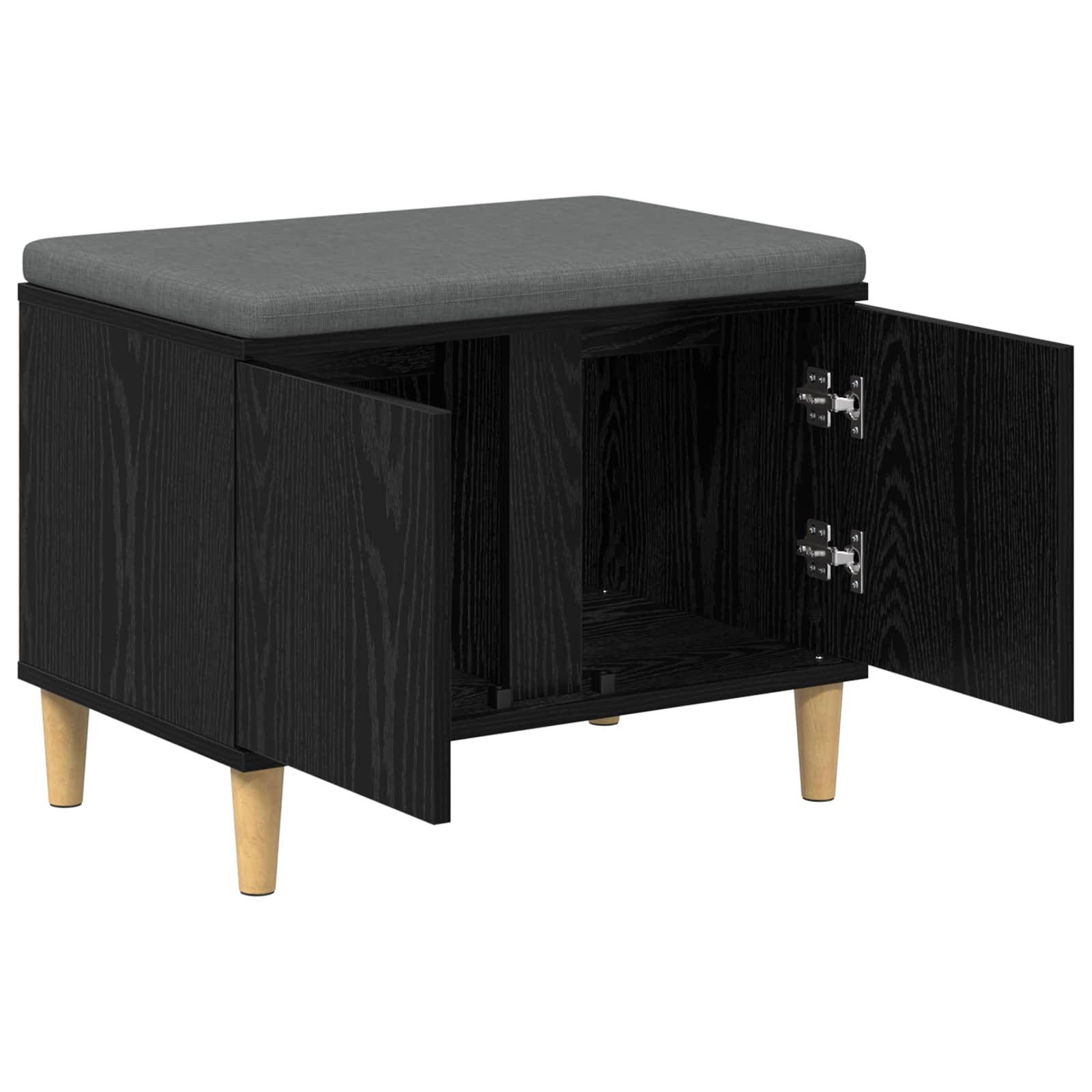 Halbank met kussen met opslag Zwarte Eik 60 x 38 x 46 cm is nu te koop bij PeponiXL, paradijselijk wonen!