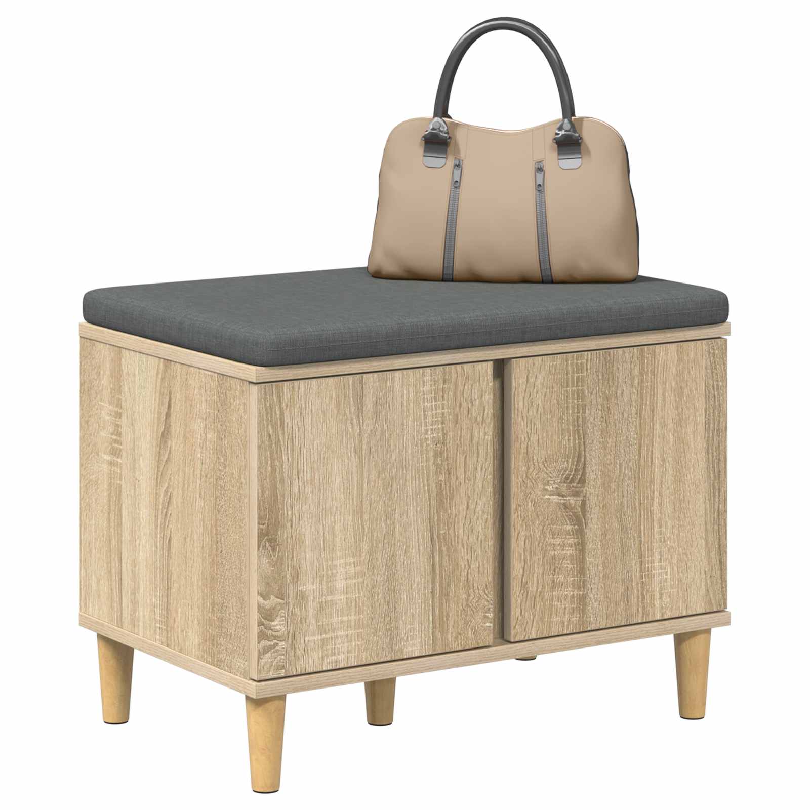 Halbank met kussen met opslag Sonoma Eiken 60 x 38 x 46 cm is nu te koop bij PeponiXL, paradijselijk wonen!