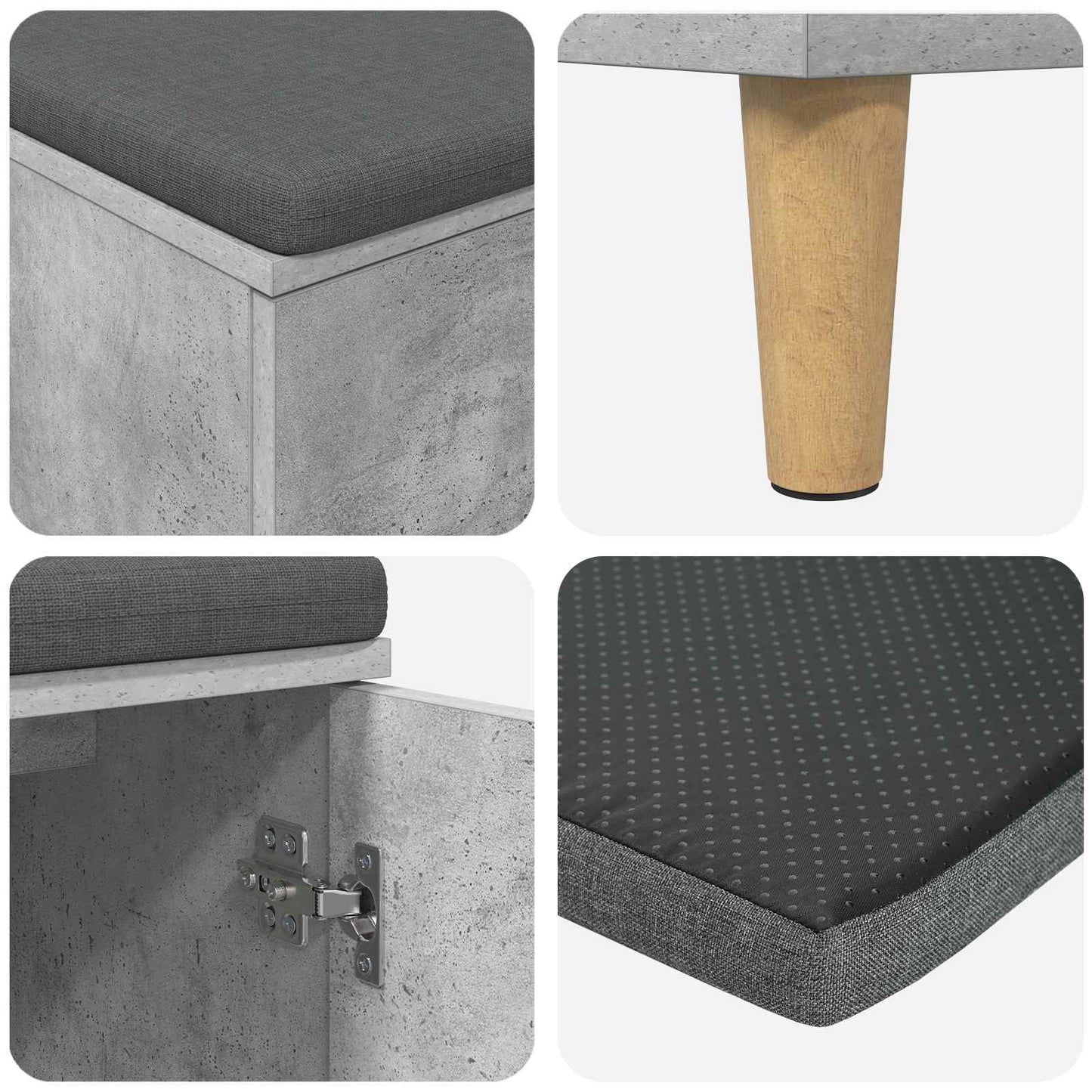 Halbank met kussen met opslag Beton Grijs 60 x 38 x 46 cm is nu te koop bij PeponiXL, paradijselijk wonen!