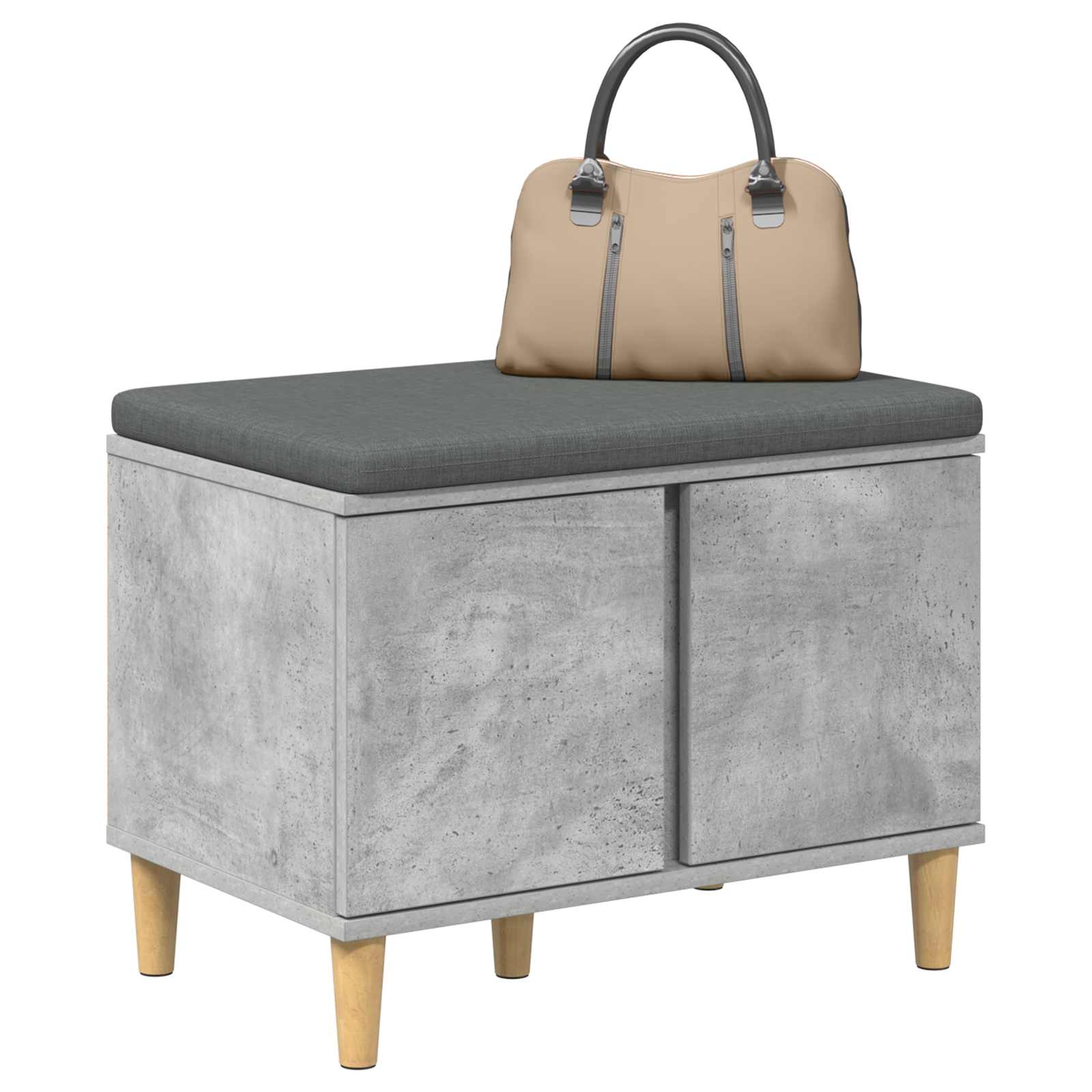 Halbank met kussen met opslag Beton Grijs 60 x 38 x 46 cm is nu te koop bij PeponiXL, paradijselijk wonen!