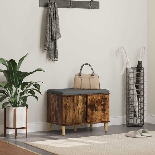 Halbank met kussen met opslag Gerookte Eik 60 x 38 x 46 cm is nu te koop bij PeponiXL, paradijselijk wonen!
