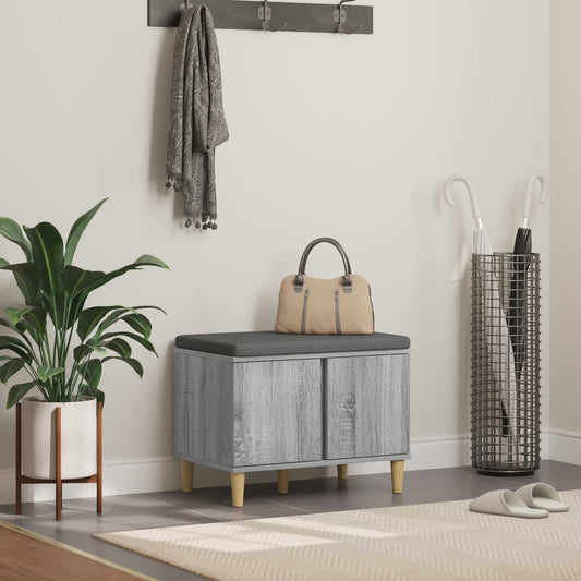 Halbank met kussen met opslag Grijze Sonoma 60 x 38 x 46 cm is nu te koop bij PeponiXL, paradijselijk wonen!