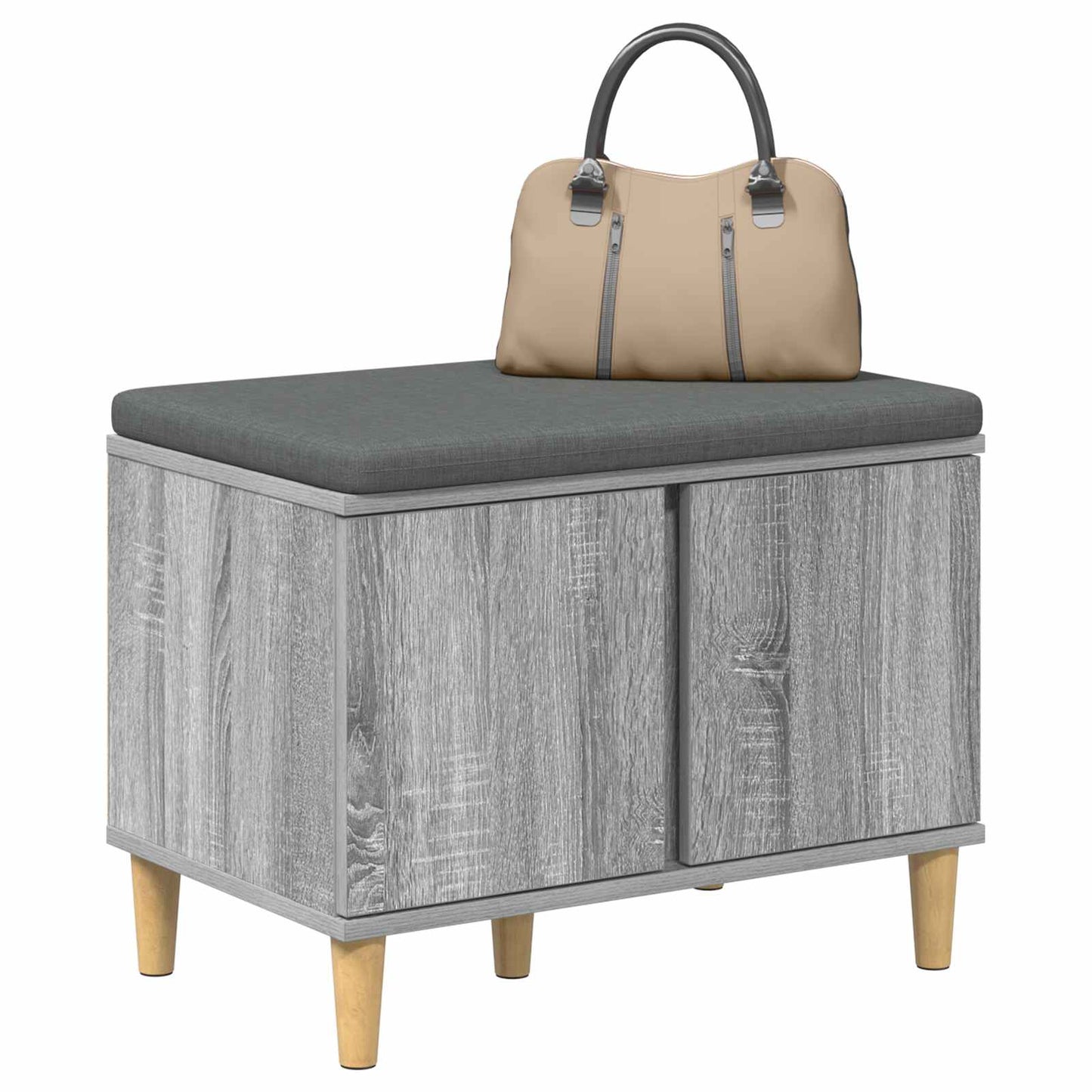 Halbank met kussen met opslag Grijze Sonoma 60 x 38 x 46 cm is nu te koop bij PeponiXL, paradijselijk wonen!