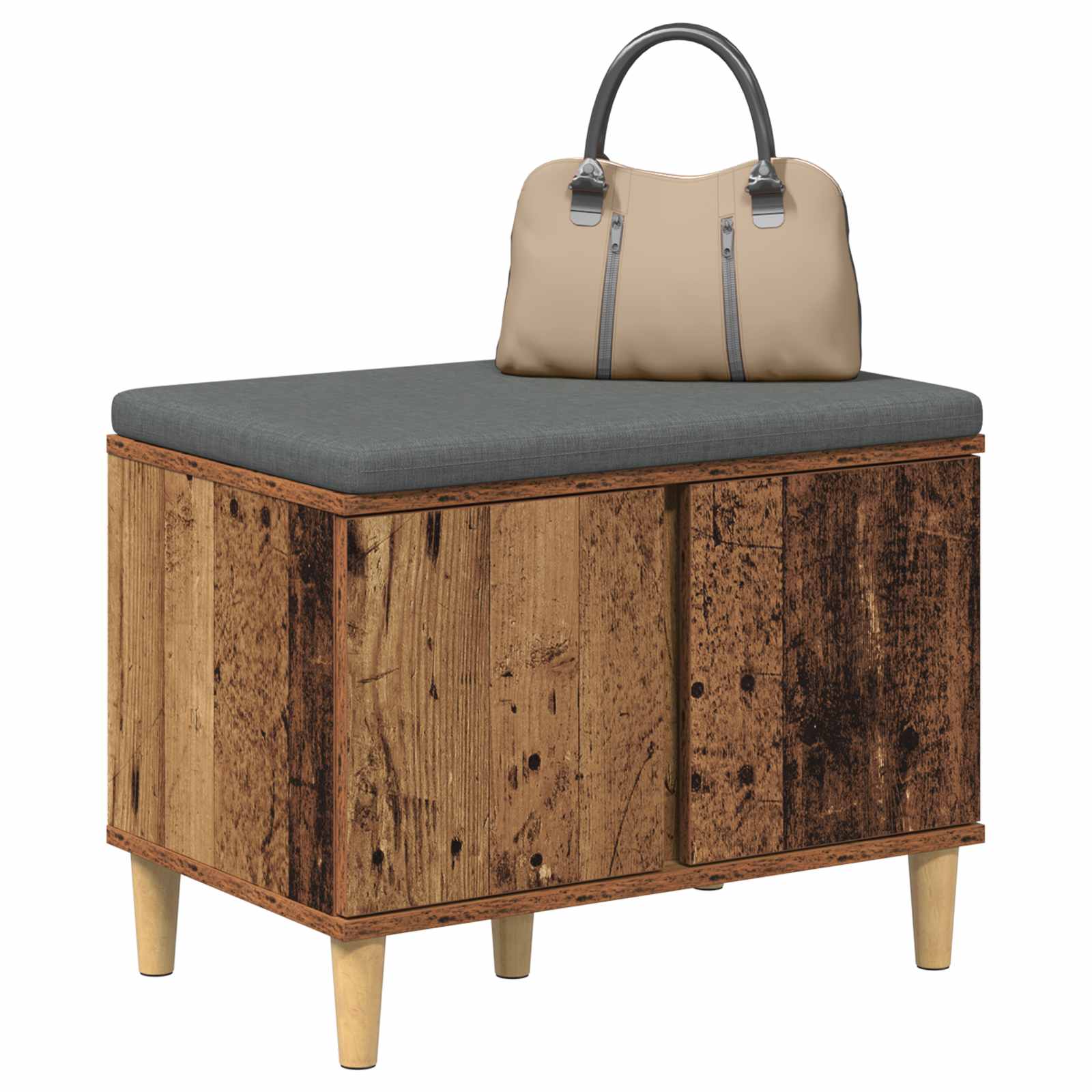 Halbank Oudhout 60 x 38 x 46 cm Geïndustrialiseerd hout en stof is nu te koop bij PeponiXL, paradijselijk wonen!