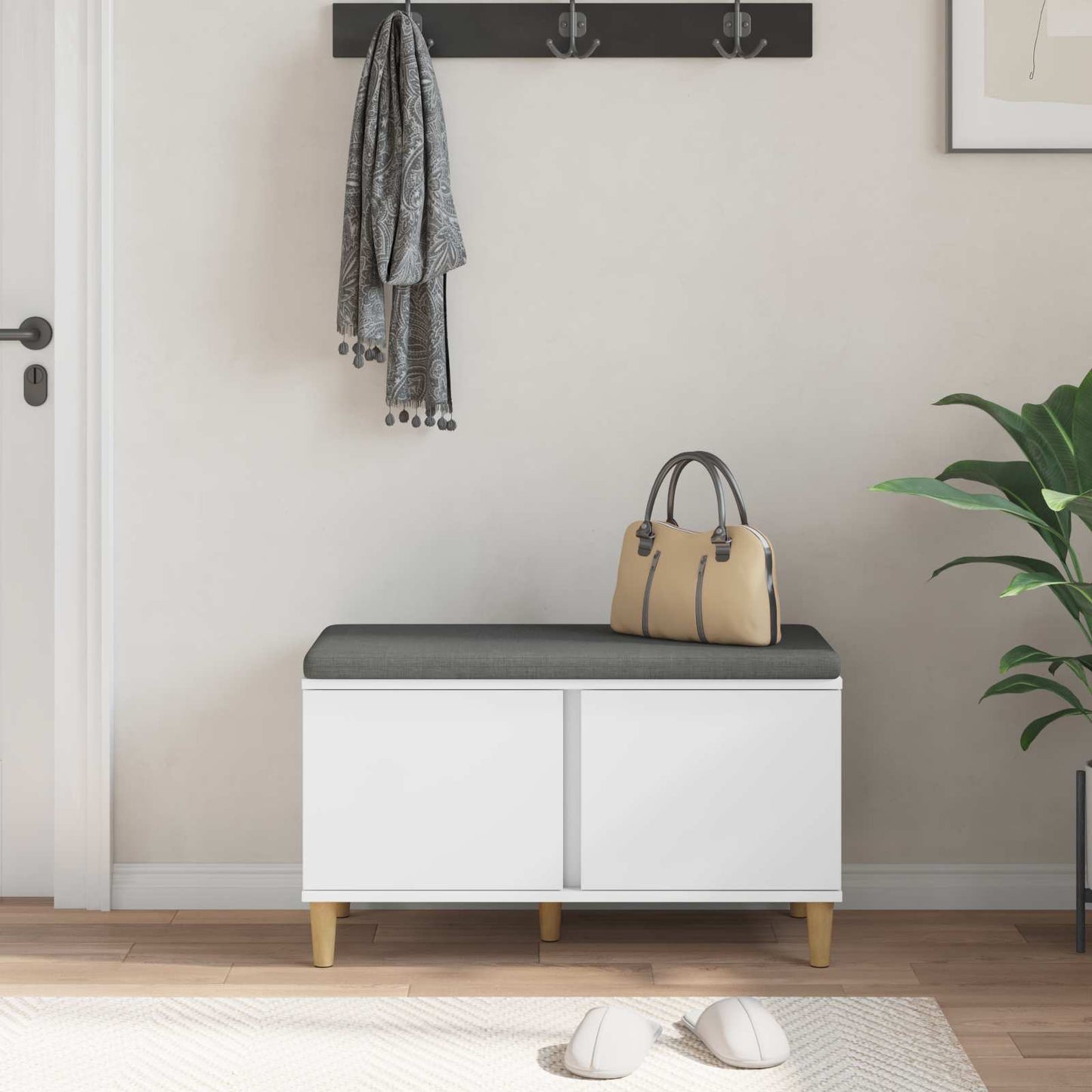 Halbank Wit 80 x 38 x 46 cm Geïndustrialiseerd hout en stof is nu te koop bij PeponiXL, paradijselijk wonen!