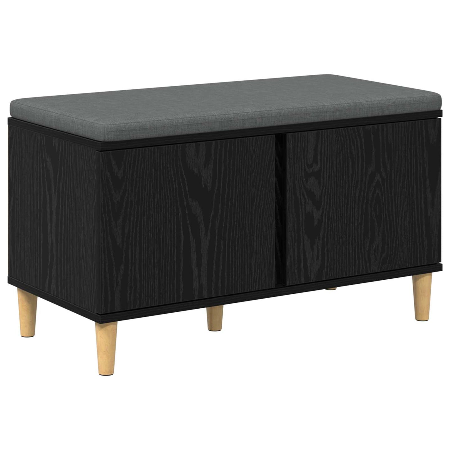 Halbank met kussen met opslag Zwarte Eik 80 x 38 x 46 cm is nu te koop bij PeponiXL, paradijselijk wonen!