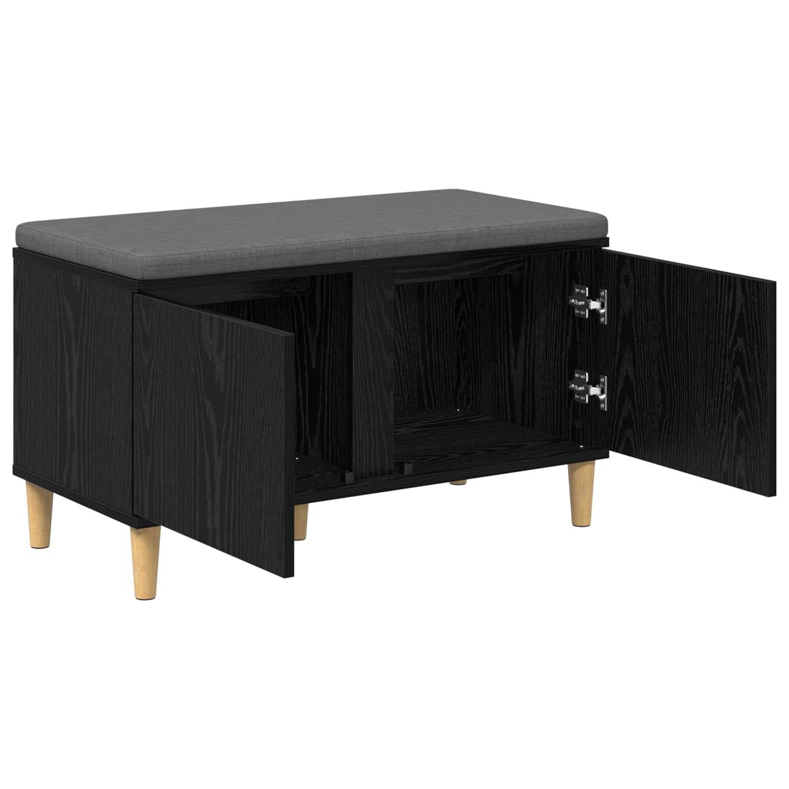 Halbank met kussen met opslag Zwarte Eik 80 x 38 x 46 cm is nu te koop bij PeponiXL, paradijselijk wonen!