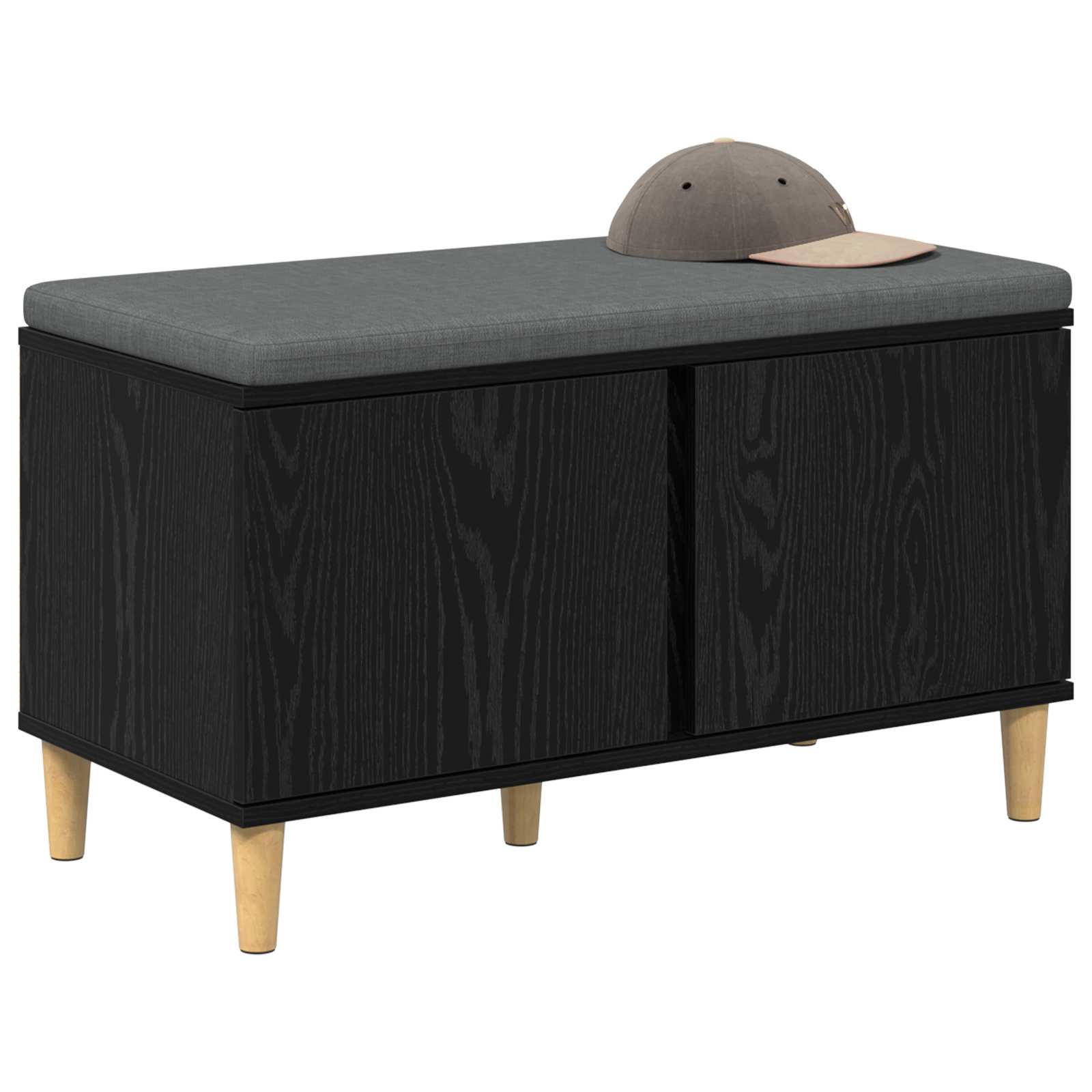 Halbank met kussen met opslag Zwarte Eik 80 x 38 x 46 cm is nu te koop bij PeponiXL, paradijselijk wonen!