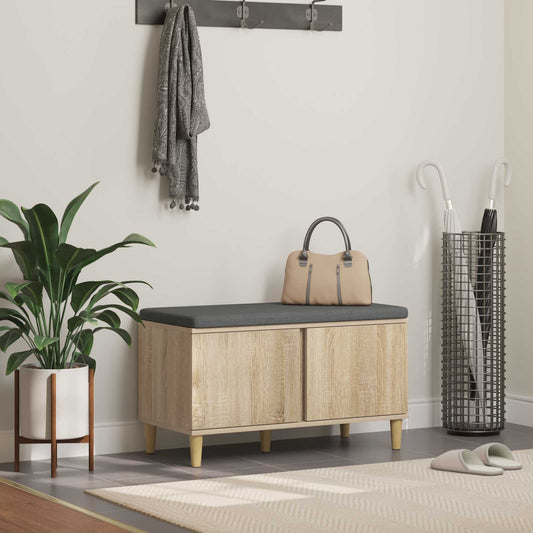 Halbank met kussen met opslag Sonoma Eiken 80 x 38 x 46 cm is nu te koop bij PeponiXL, paradijselijk wonen!