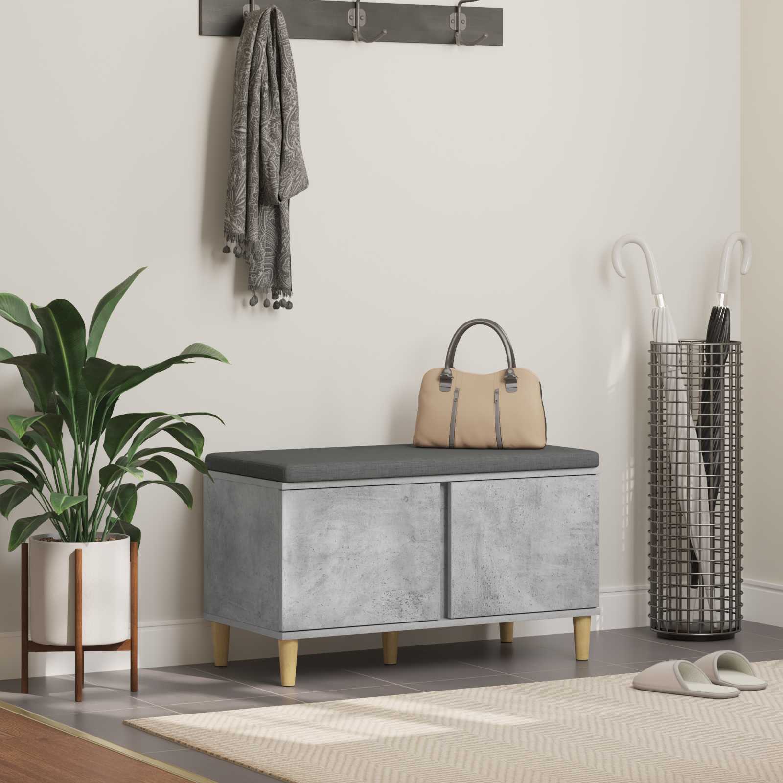 Halbank met kussen met opslag Beton Grijs 80 x 38 x 46 cm is nu te koop bij PeponiXL, paradijselijk wonen!
