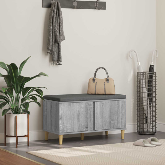 Halbank met kussen met opslag Grijze Sonoma 80 x 38 x 46 cm is nu te koop bij PeponiXL, paradijselijk wonen!
