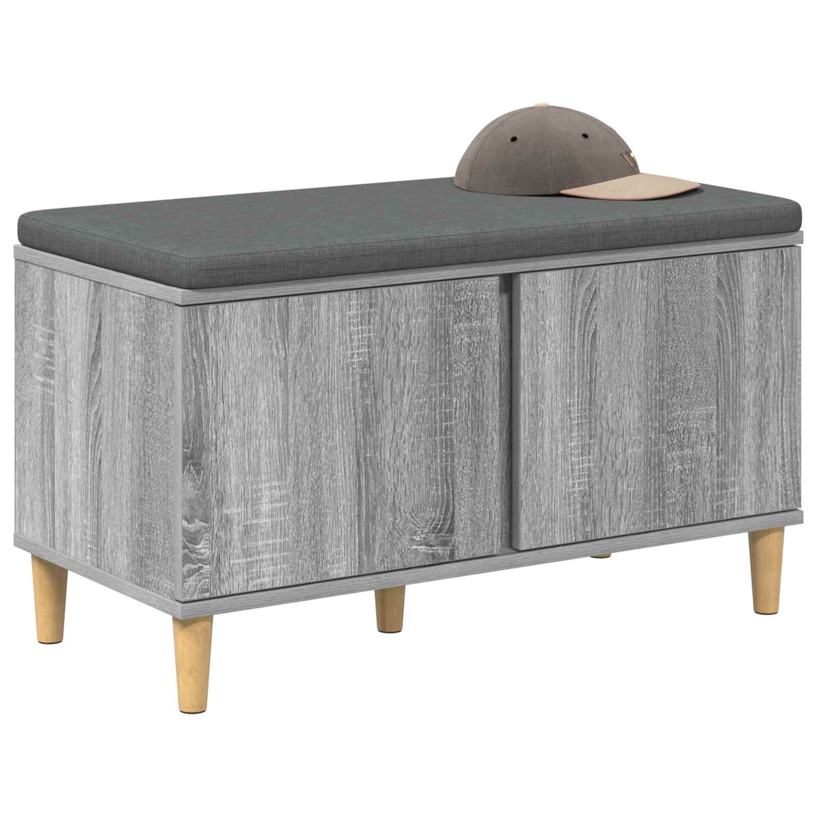Halbank met kussen met opslag Grijze Sonoma 80 x 38 x 46 cm is nu te koop bij PeponiXL, paradijselijk wonen!