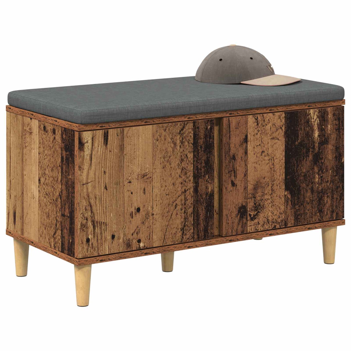 Halbank Oudhout 80 x 38 x 46 cm Geïndustrialiseerd hout en stof is nu te koop bij PeponiXL, paradijselijk wonen!