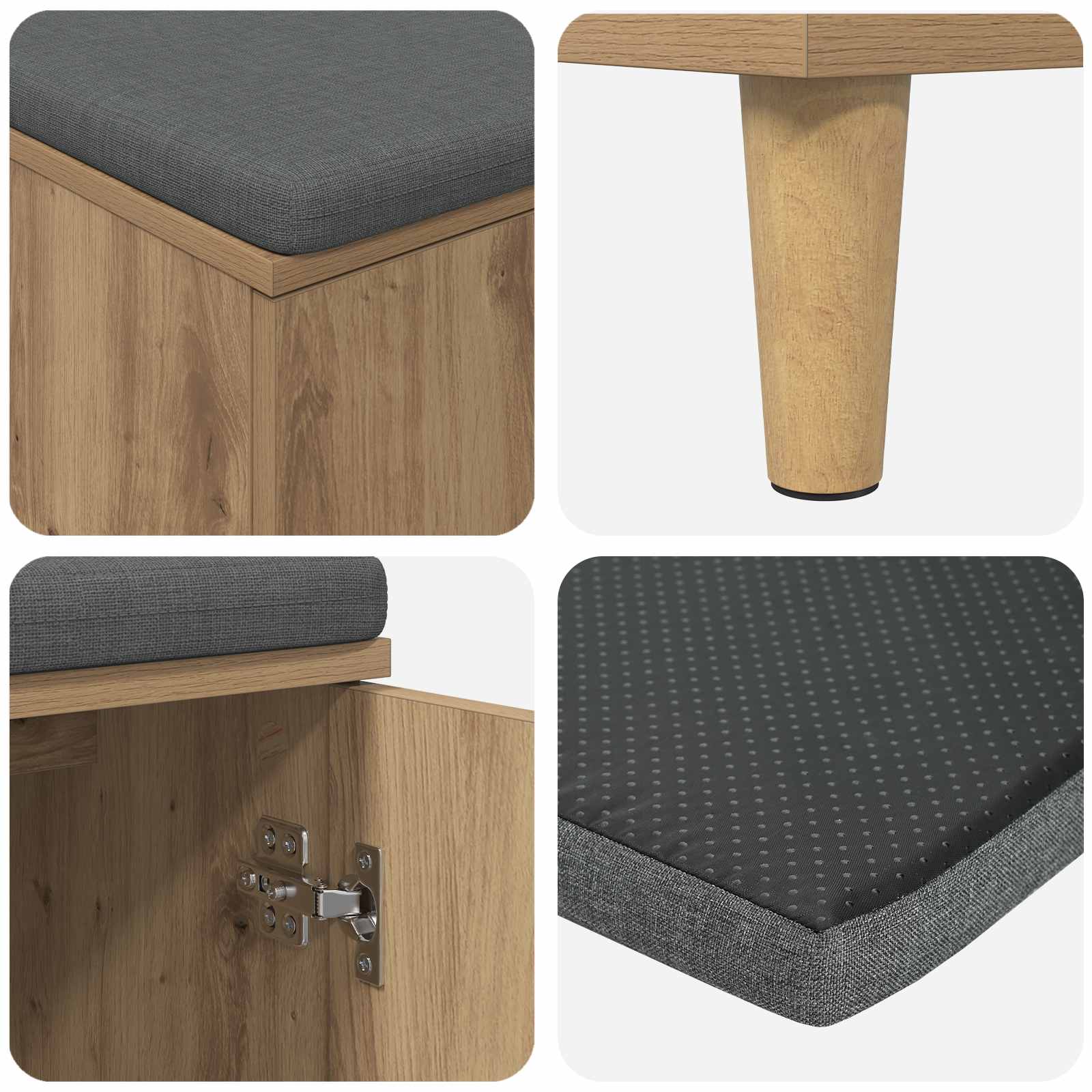 Halbank met kussen met opslag Artisan Eik 80 x 38 x 46 cm is nu te koop bij PeponiXL, paradijselijk wonen!