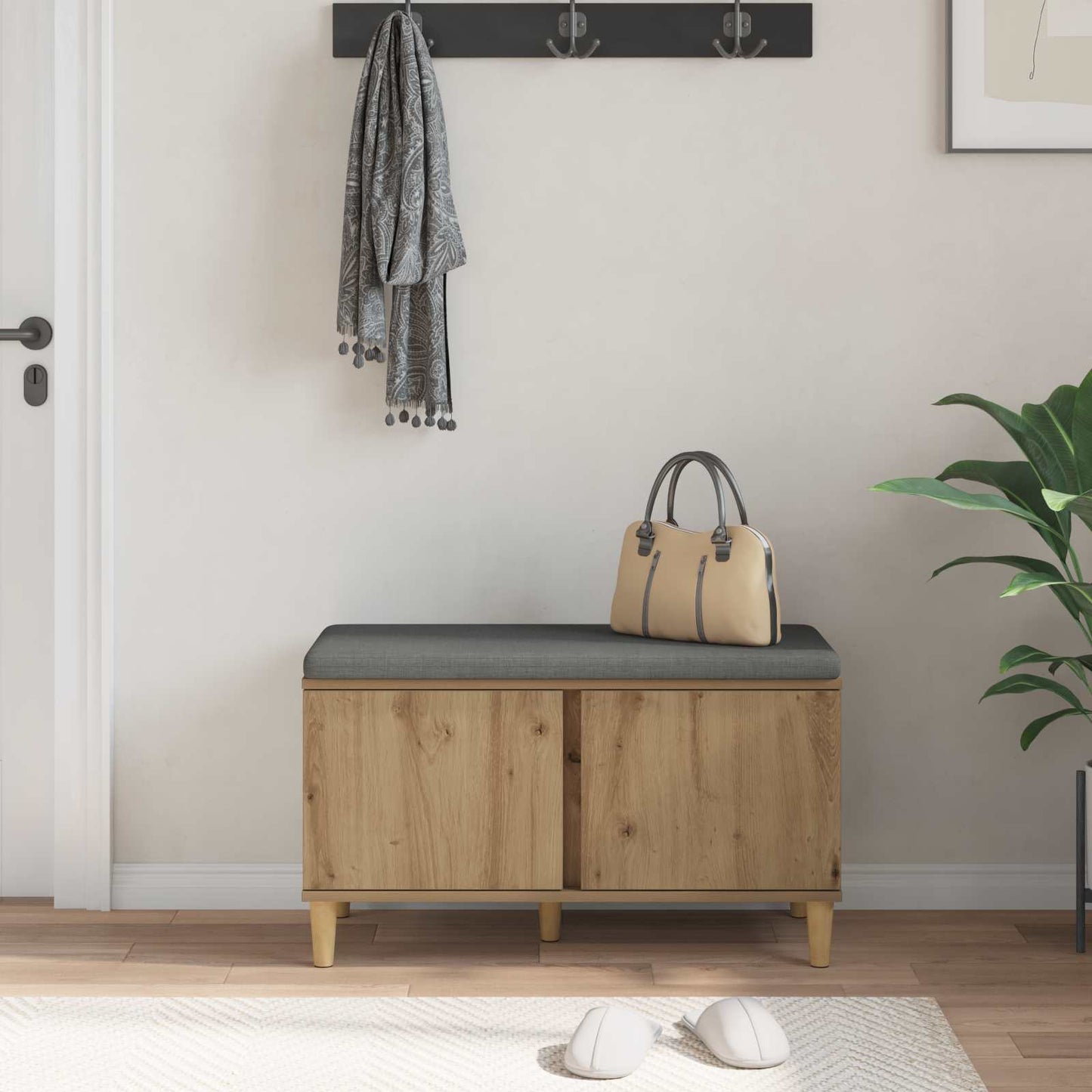 Halbank met kussen met opslag Artisan Eik 80 x 38 x 46 cm is nu te koop bij PeponiXL, paradijselijk wonen!