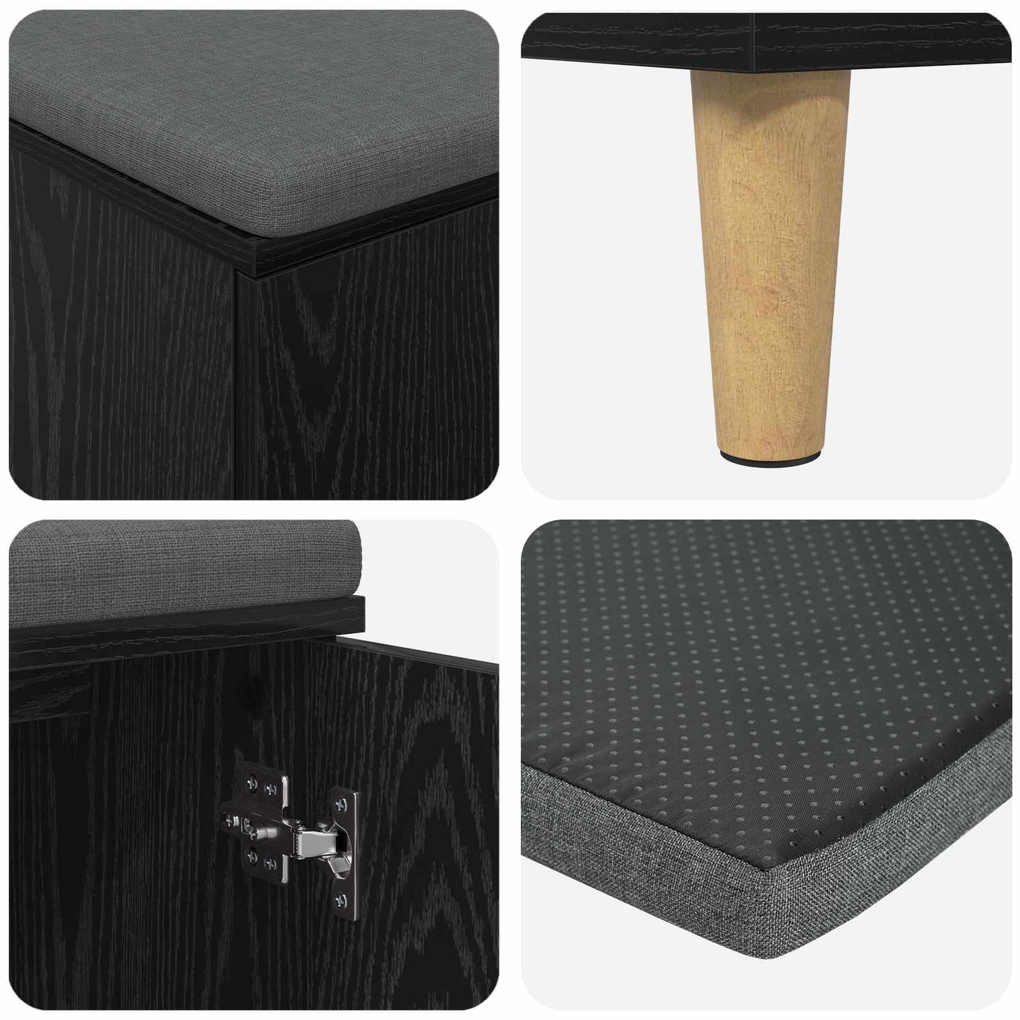 Halbank met kussen met opslag Zwarte Eik 100 x 38 x 46 cm is nu te koop bij PeponiXL, paradijselijk wonen!