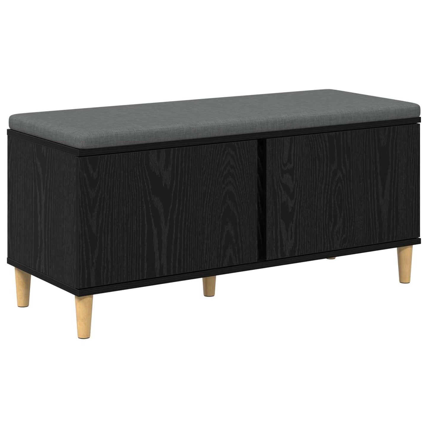 Halbank met kussen met opslag Zwarte Eik 100 x 38 x 46 cm is nu te koop bij PeponiXL, paradijselijk wonen!