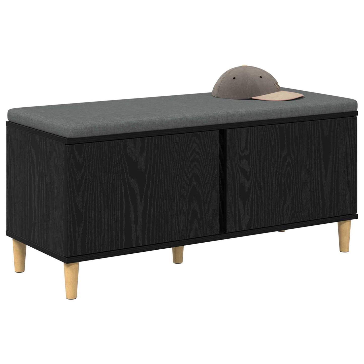 Halbank met kussen met opslag Zwarte Eik 100 x 38 x 46 cm is nu te koop bij PeponiXL, paradijselijk wonen!