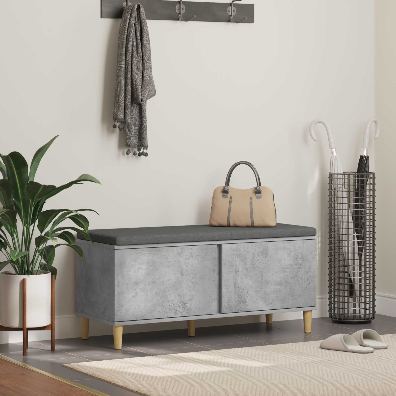 Halbank met kussen met opslag Beton Grijs 100 x 38 x 46 cm is nu te koop bij PeponiXL, paradijselijk wonen!