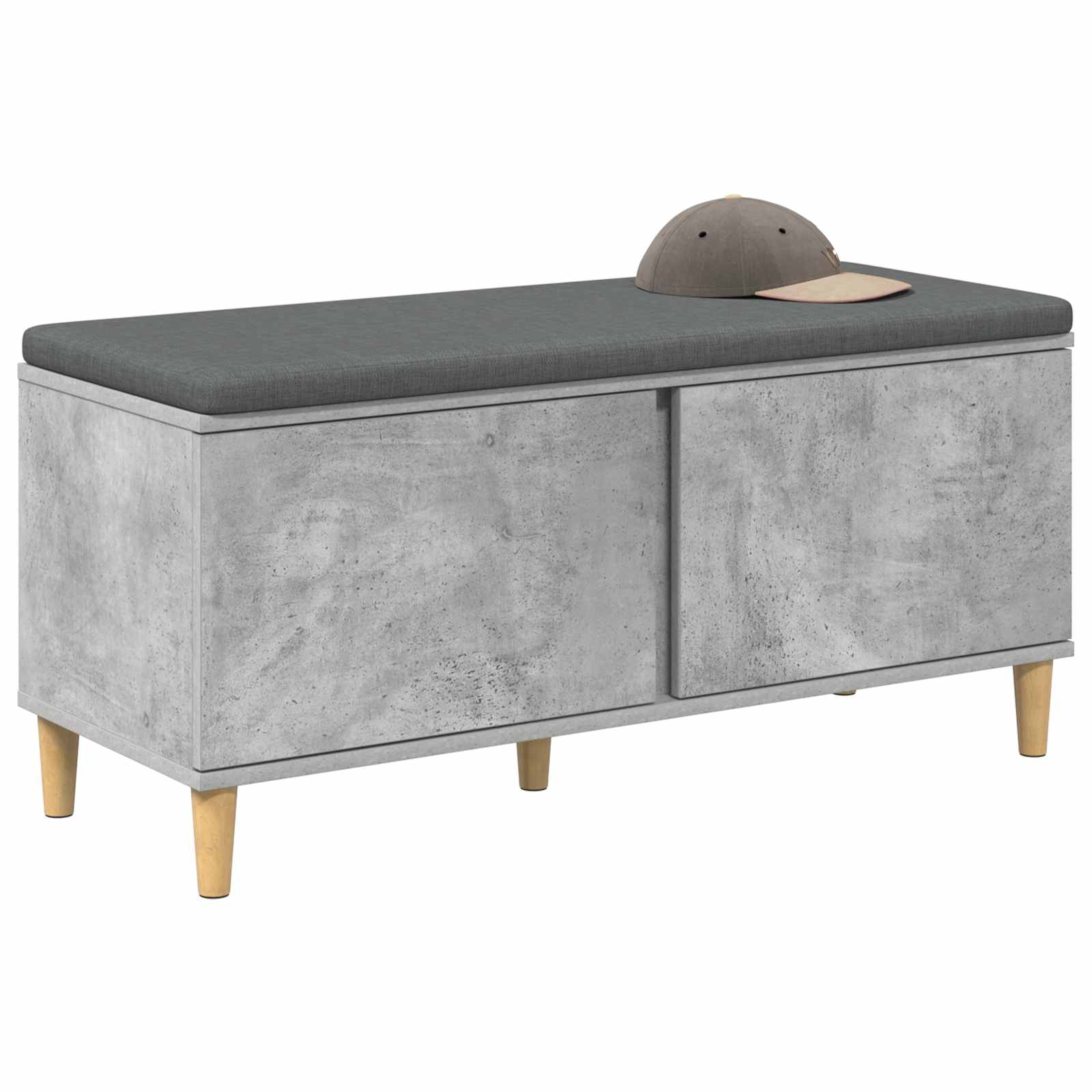 Halbank met kussen met opslag Beton Grijs 100 x 38 x 46 cm is nu te koop bij PeponiXL, paradijselijk wonen!