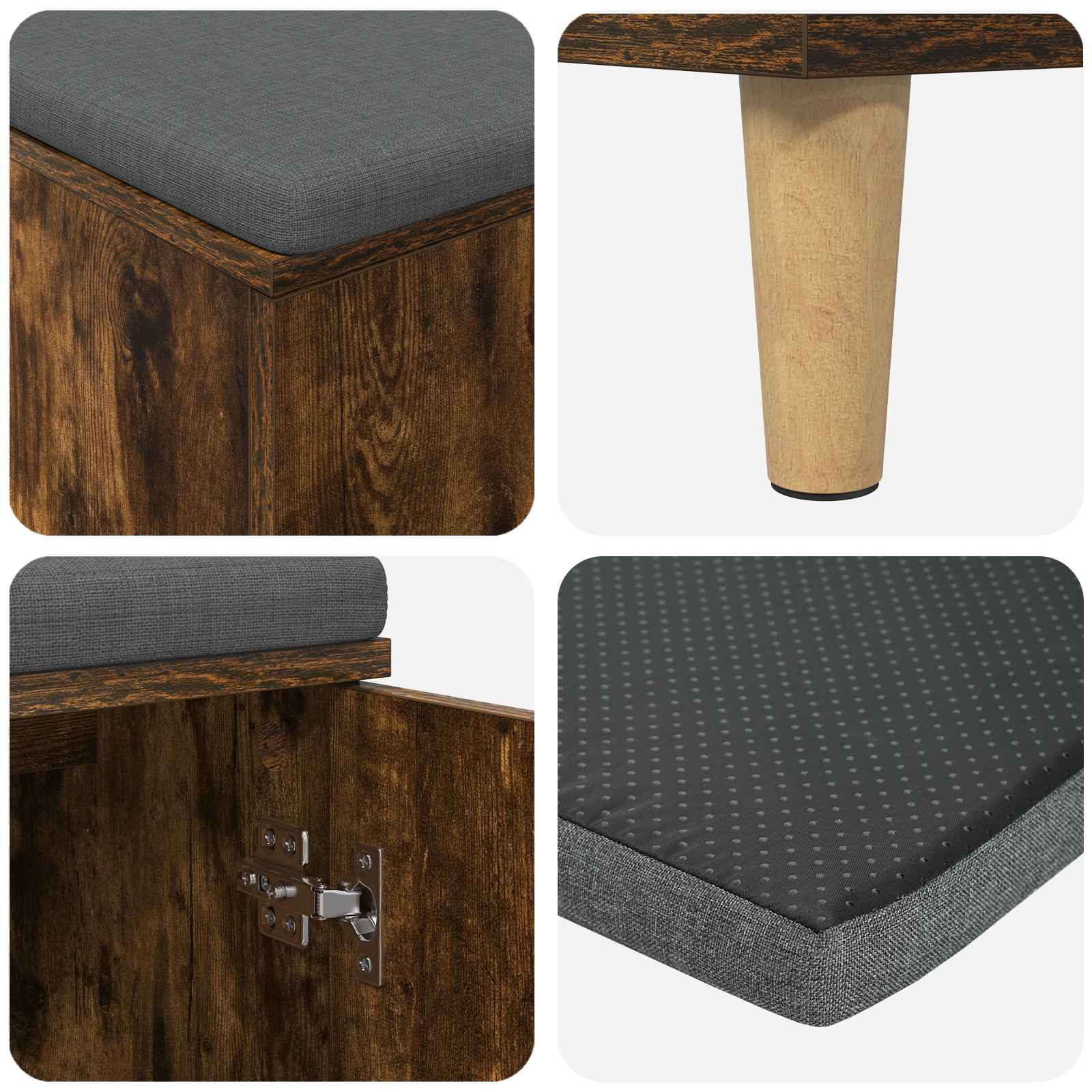 Halbank met kussen met opslag Gerookte Eik 100 x 38 x 46 cm is nu te koop bij PeponiXL, paradijselijk wonen!