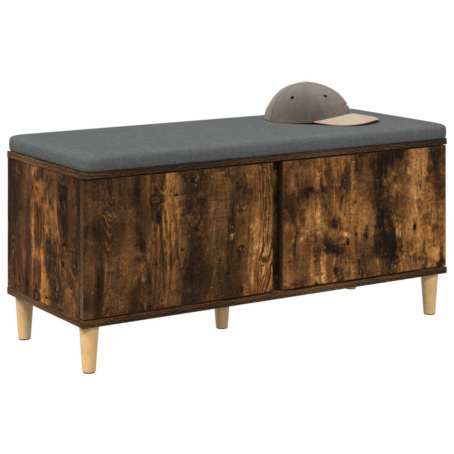 Halbank met kussen met opslag Gerookte Eik 100 x 38 x 46 cm is nu te koop bij PeponiXL, paradijselijk wonen!