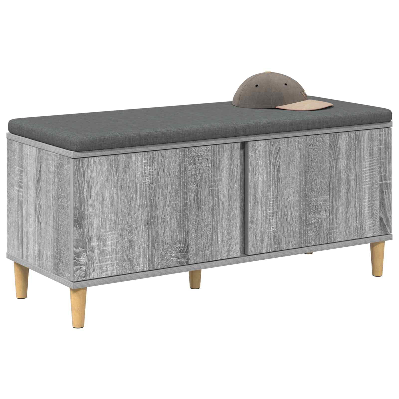 Halbank met kussen met opslag Grijze Sonoma 100 x 38 x 46 cm is nu te koop bij PeponiXL, paradijselijk wonen!