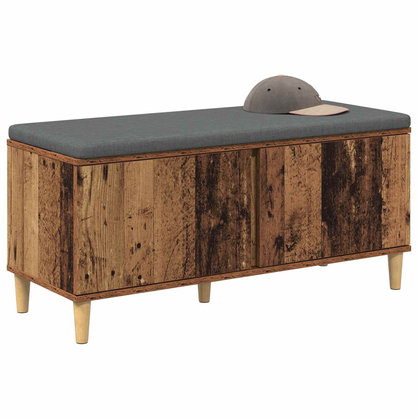 Halbank met kussen met opslag Oudhout 100 x 38 x 46 cm is nu te koop bij PeponiXL, paradijselijk wonen!