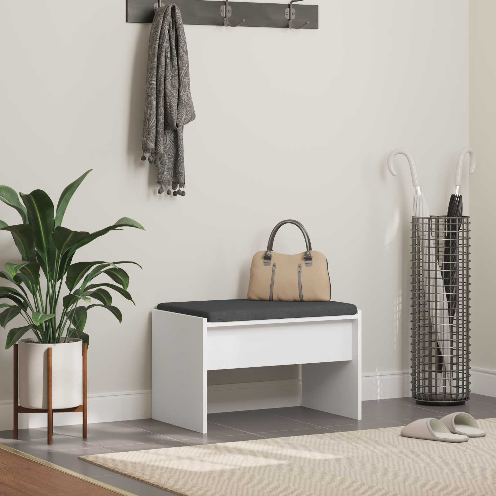 Halbank met kussen Wit 63 x 38 x 40 cm is nu te koop bij PeponiXL, paradijselijk wonen!