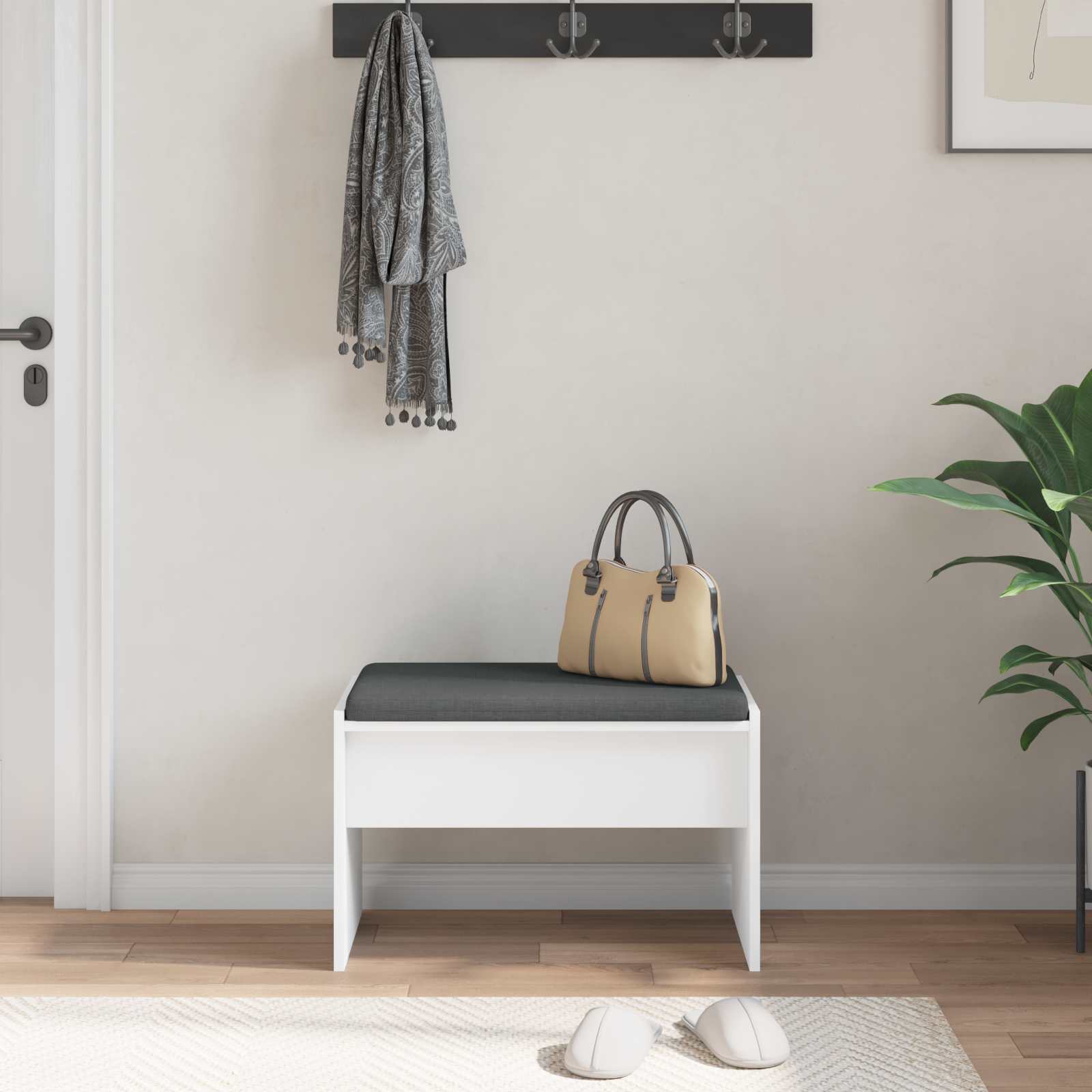 Halbank met kussen Wit 63 x 38 x 40 cm is nu te koop bij PeponiXL, paradijselijk wonen!